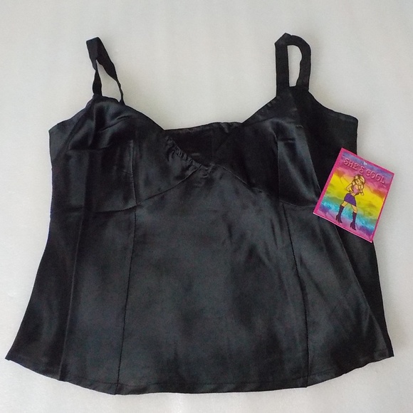 Camisole New Kathy Super Stretch – Noire, Taille Plus, Manches Spaghetti, Neuve Avec étiquettes